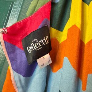 Collectif Rainbow Chevron Summer Dress Size Small